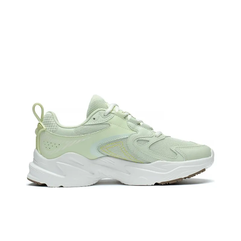 LiNing Meteor Slip Resistant Cushioning Wear Resistant Low Top Running Shoes Women's White Green-1