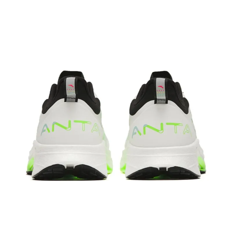 Anta MACH 3.0 Cushioned Slip Resistant Abrasion Resistant Low Top Casual Running Shoes Men's White Green-3