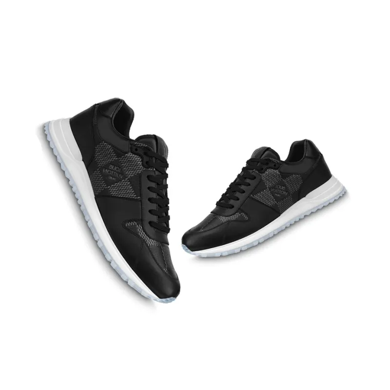 LOUIS VUITTON Run Away Sneakers 'Black With White Plaid'-4