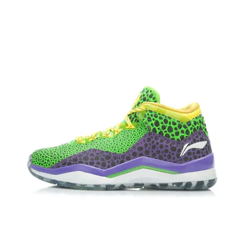 LiNing WOW 3 Way Of Wade 3 All Star Cushioned Slip Resistant Coverage Mid Top Basketball Shoes Men's Green Purple