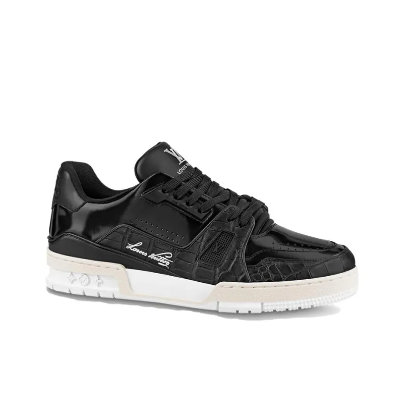 LOUIS VUITTON Trainer Low Top Stylish Skateboarding Shoes Men's Black-1