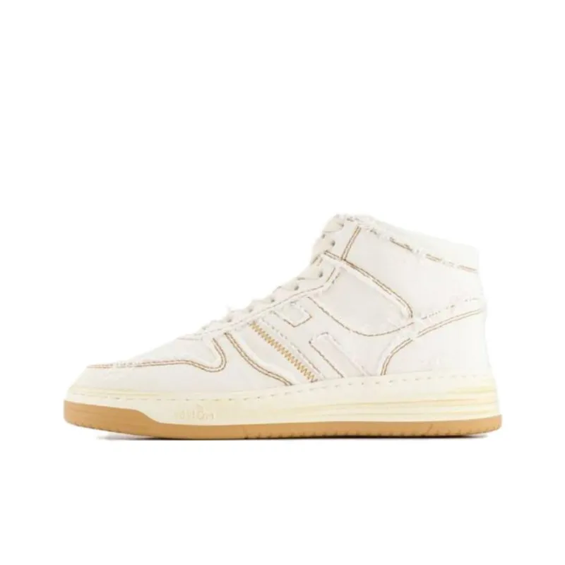 HOGAN H630 Mid Top Skateboard Shoes Women's Beige-0