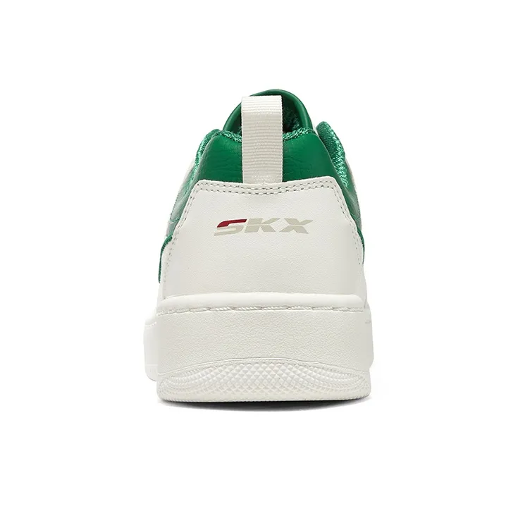 Skechers Sport Court 92 Anti Slip Wear Resistant Low Top Skateboard Shoes Men's White Green-4