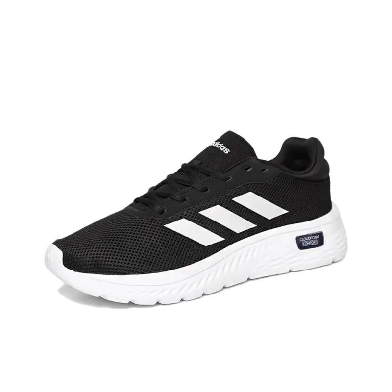 Adidas Cloudfoam Anti-Slip And Wear-Resistant Breathable Low-Top Casual Running Shoes Men's Black White-2