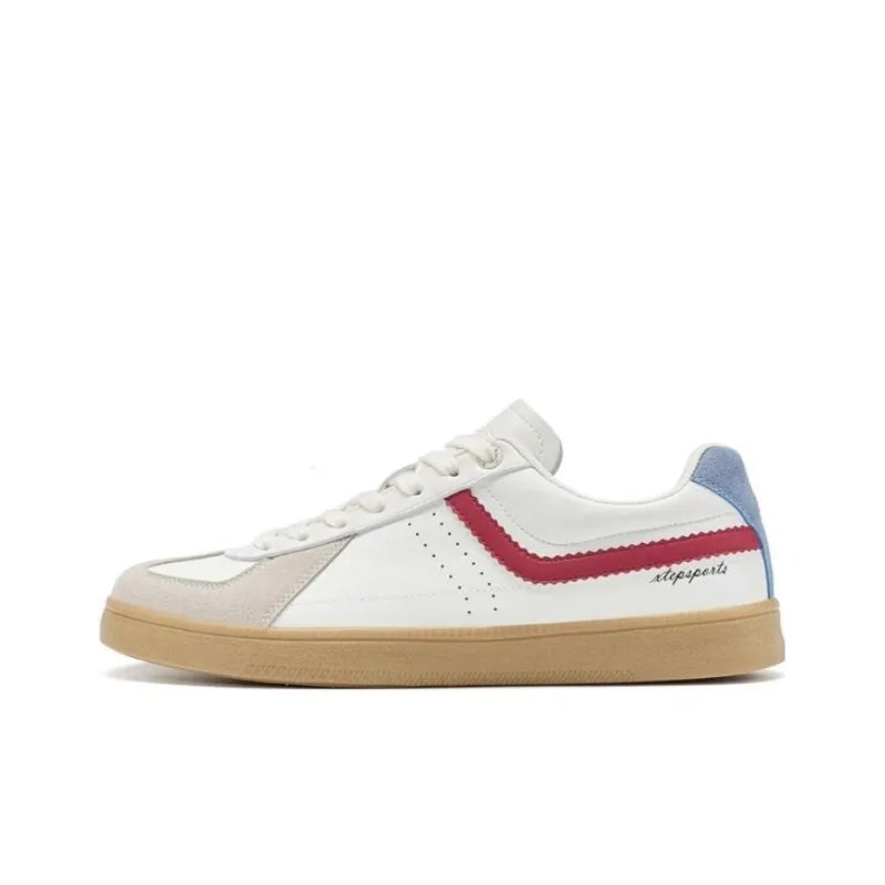 XTEP Germany Army Trainer Anti Slip Wear Resistant Low Top Skateboard Shoes Men's White Gray Red-0