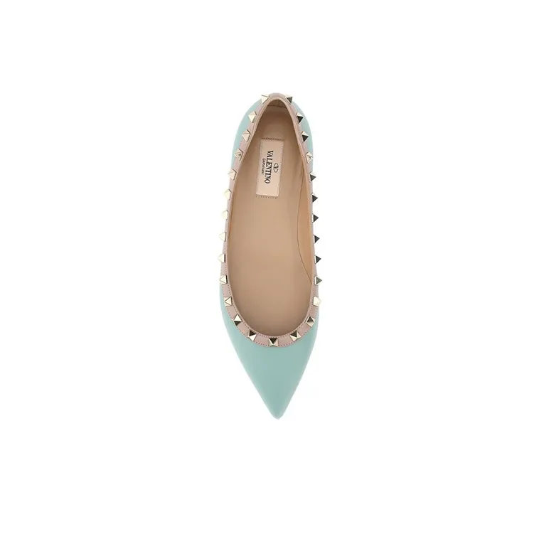 Valentino Rockstud Flat Shoes Women's Blue-2