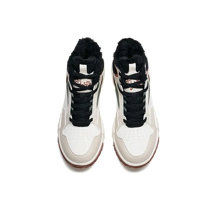 Anta Flame Warm Slip Resistant Cushioning Wear Resistant High Top Skateboard Shoes Men's White Gray Black-3