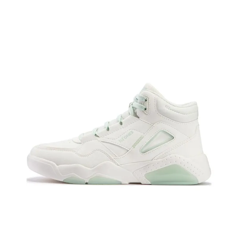 361° Abrasion Resistant High Top Skateboard Shoes Women's White Green-0