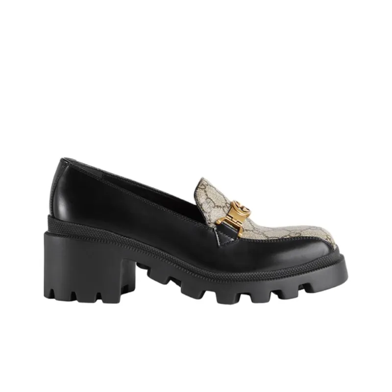 GUCCI Interlocking Platform Loafers Women's Black-1