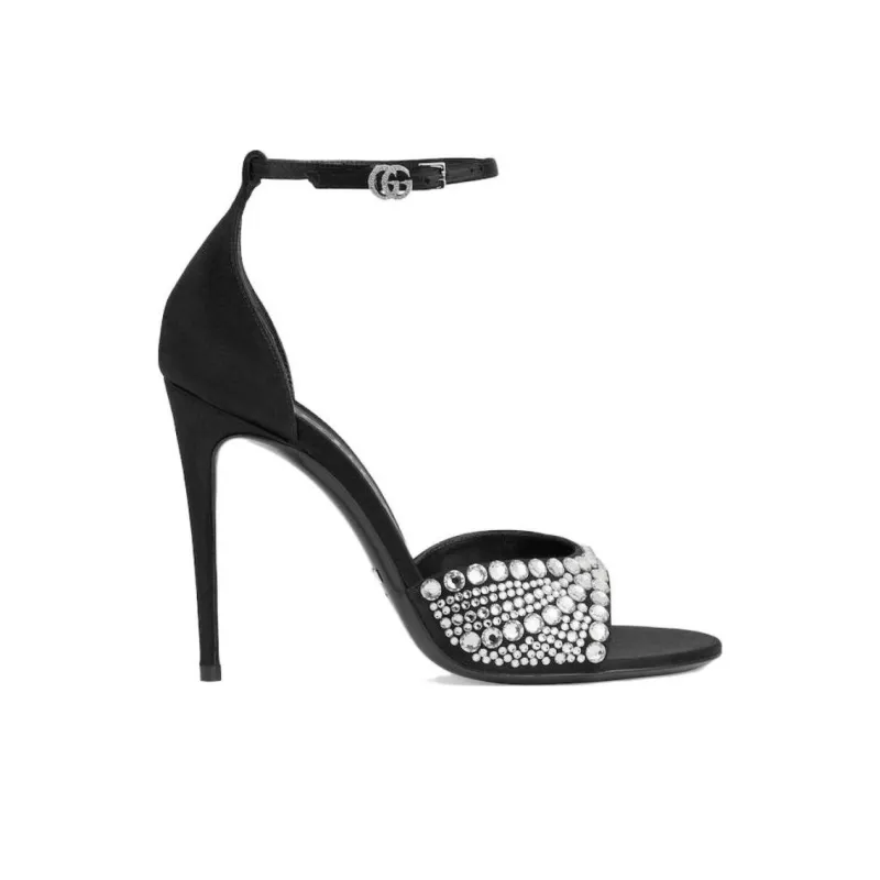 GUCCI 110mm Crystal-embellished Satin Sandals-1