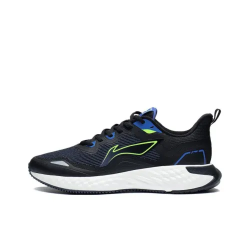 LiNing Chasing-clouds Durable Breathable Low-Top Casual Running Shoes Men's Black Blue