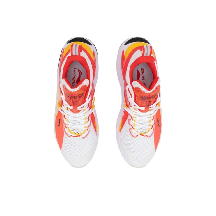 LiNing Fire Cushioning Rebound Low Top Casual Shoes Men's White Red Yellow-3