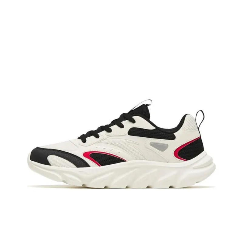 Anta Running Collection Cushioned Slip Resistant Abrasion Resistant Low Top Running Shoes Men's White Black-0