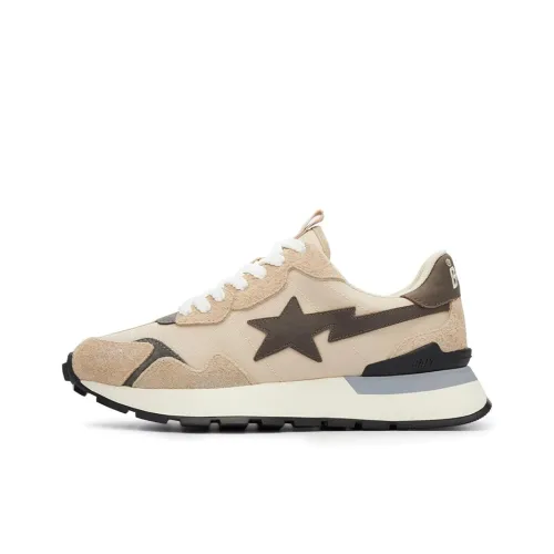 A BATHING APE ROAD STA EXPRESS Anti Slip And Wear Resistant Lightweight Low Top Casual Shoes Men's Beige Black