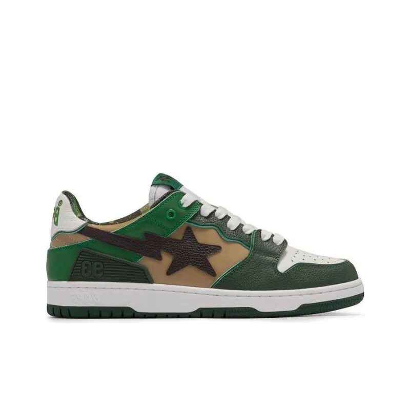 A BATHING APE SK8 STA Stylish Skateboarding Shoes Men's Classic Green-1