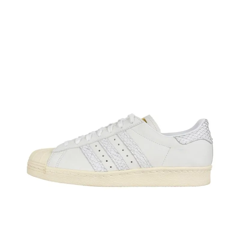 Adidas Originals Superstar 80s 80s Anti-Slip Wear-Resistant Low-Top Skateboard Shoes Unisex Ecru-0