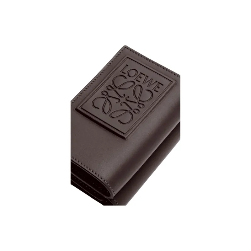 LOEWE Satin With Calfskin Wallet Men's Dark Brown-5