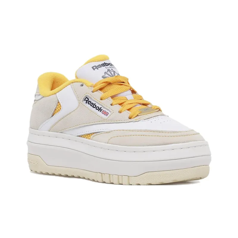 Reebok Club C Extra Cushioning Wear-Resistant Low-Top Skateboard Shoes Men's White Yellow-2