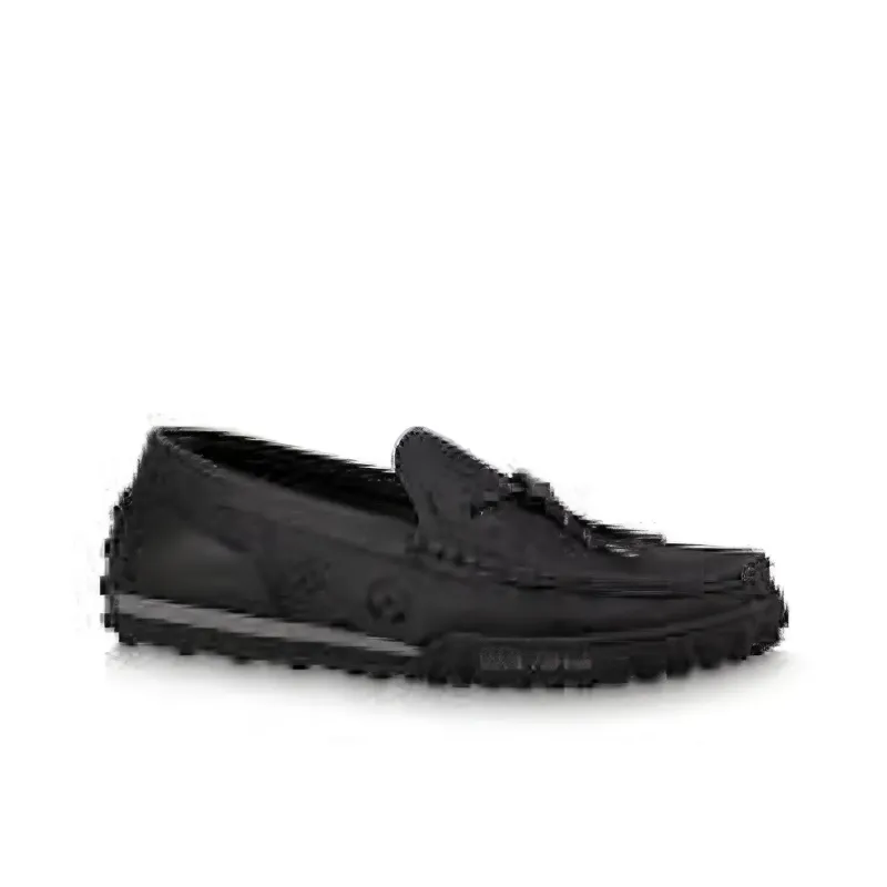 LOUIS VUITTON Racer Moccasins Shoes 'Black Mesh Monogram'-1