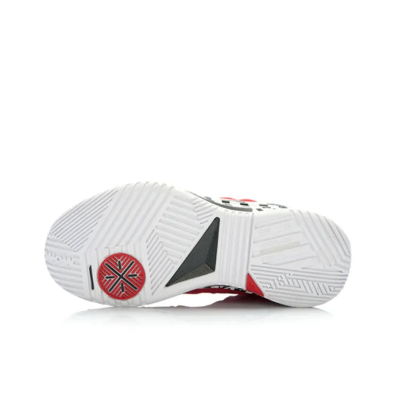 LiNing WOW 2 Non-slip Lightweight Mid-Top Basketball Shoes Men's Red Black White-4