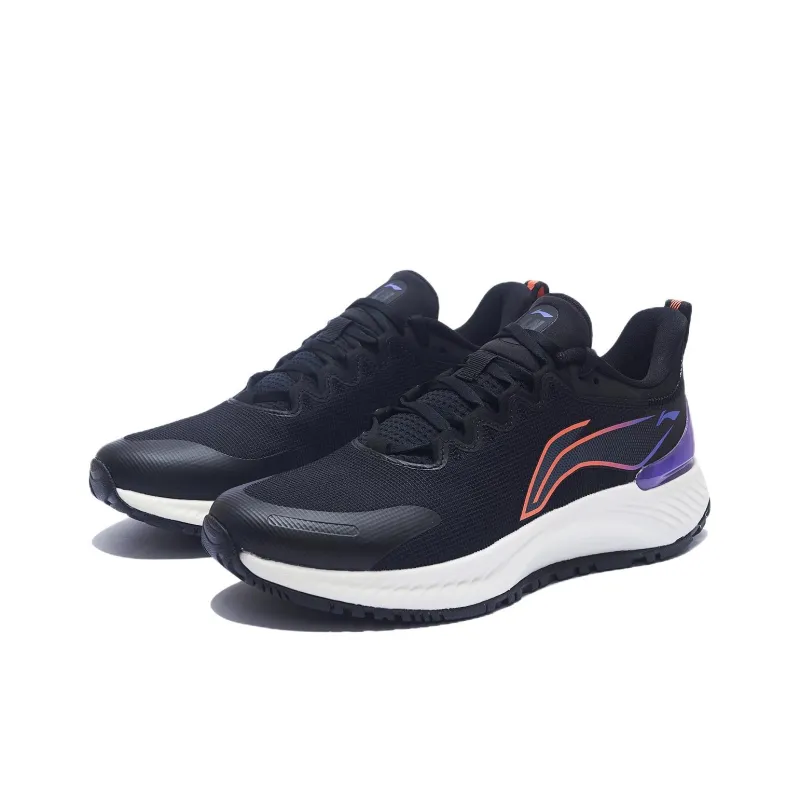 LINING YueYing Element Running Shoes Men Low Top Black/Neon Soft Orange/Purple-2