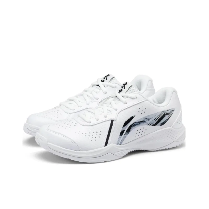 LiNing Anti Slip Wear Resistant Low Top Badminton Shoes Unisex White-1