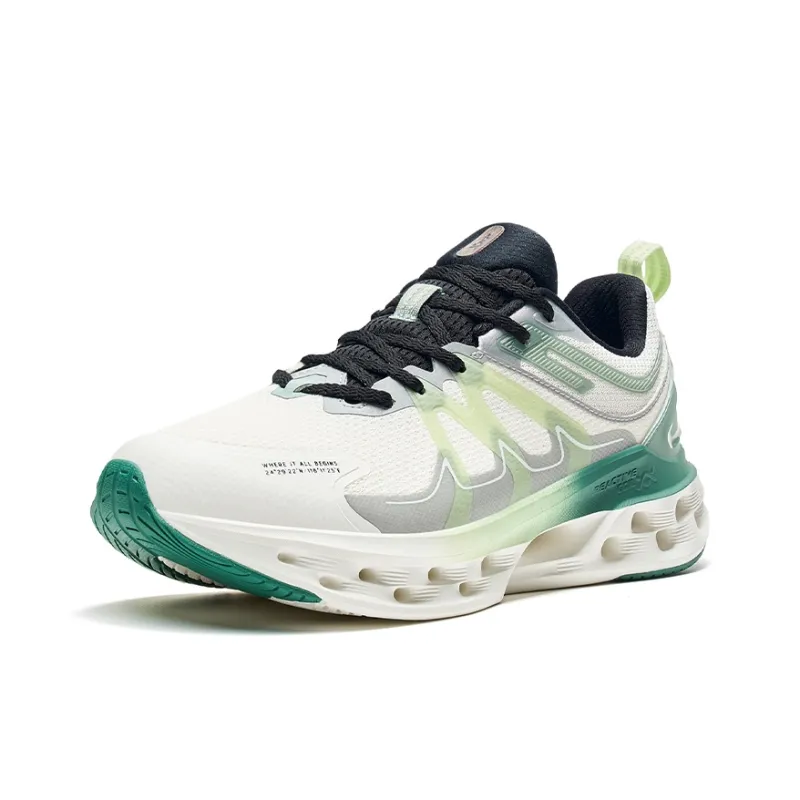 XTEP Shock Absorption Spinning 10.0 Anti Slip Wear Resistant Low Top Running Shoes Men's White Green Gray-1