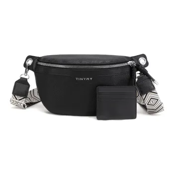 TINYAT Leather Shoulder Bag, Crossbody Bag Unisex Black