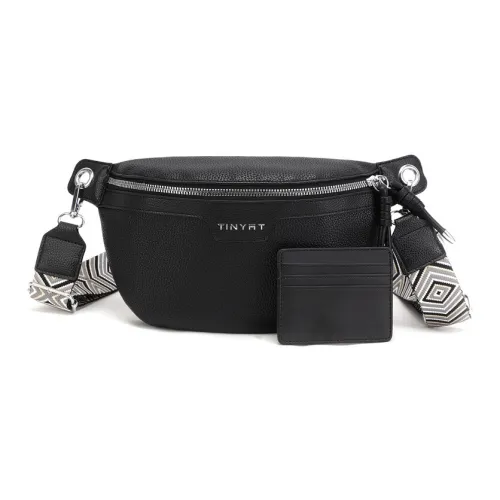 TINYAT Leather Shoulder Bag, Crossbody Bag Unisex Black