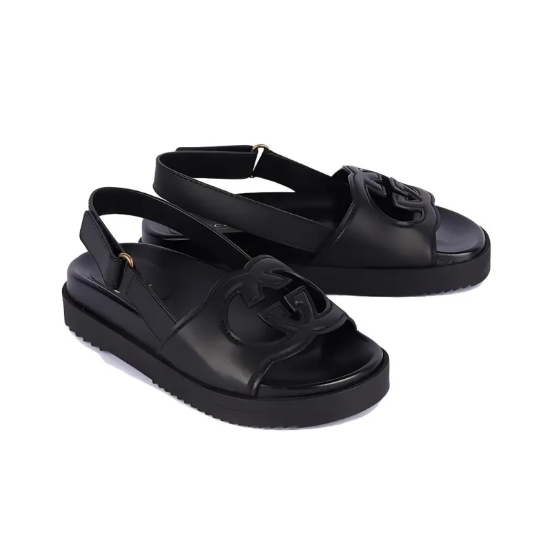 GUCCI Interlocking G Sandals Black Leather-2