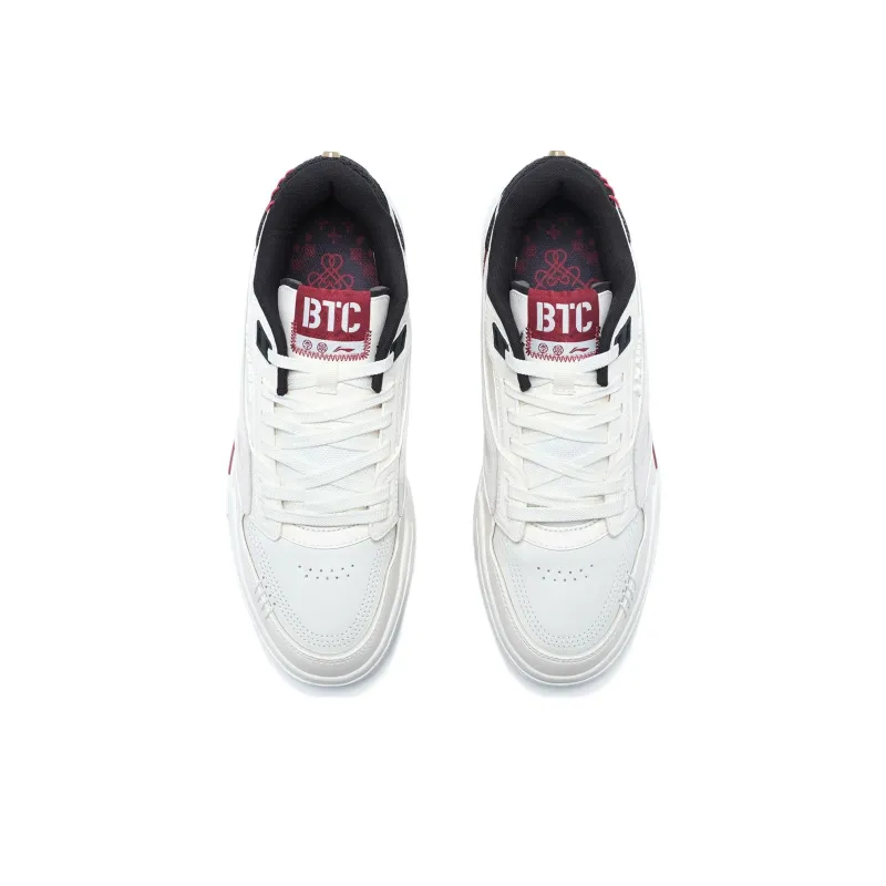 LiNing 001 BTC Prm Abrasion Resistant Breathable Low Top Skateboard Shoes Men's White Red-3