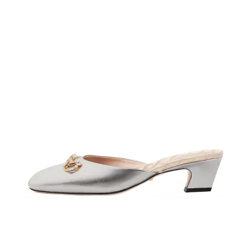 GUCCI Closed Toe Slippers Women's Silver