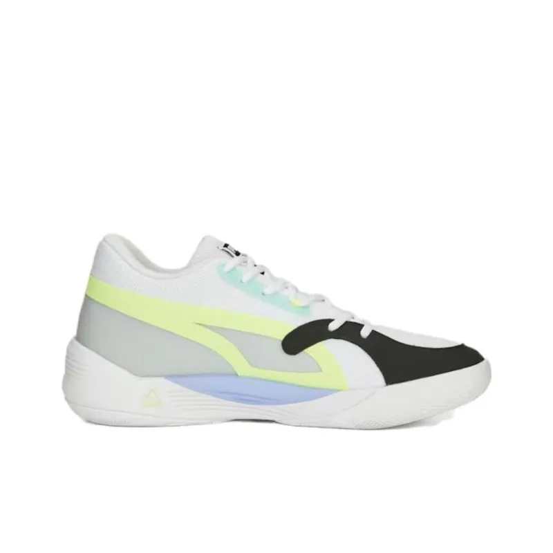 PUMA Trc Blaze Cushioned Slip-Resistant Abrasion-Resistant Low-Top Basketball Shoes Unisex White Blue Orange-1