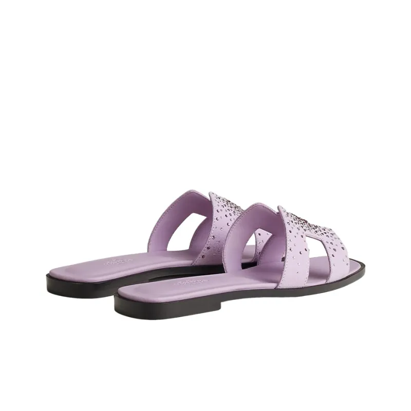 HERMES Oran Slide Slippers Women's Purple-4