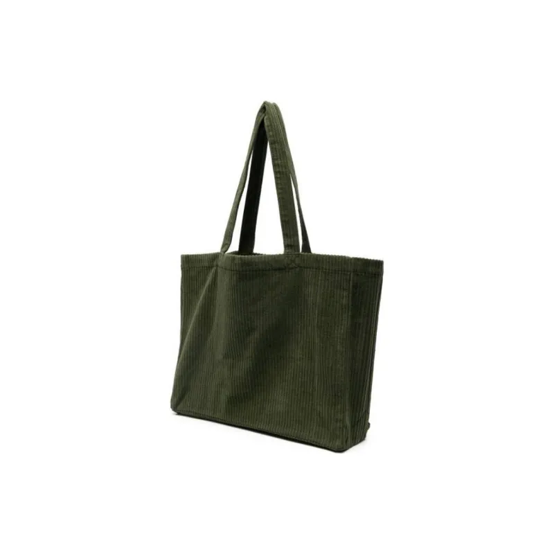 A.P.C Cotton With Corduroy Tote Bag, Shopping Bag, Handbag, Shoulder Bag Men's Forest Green-1