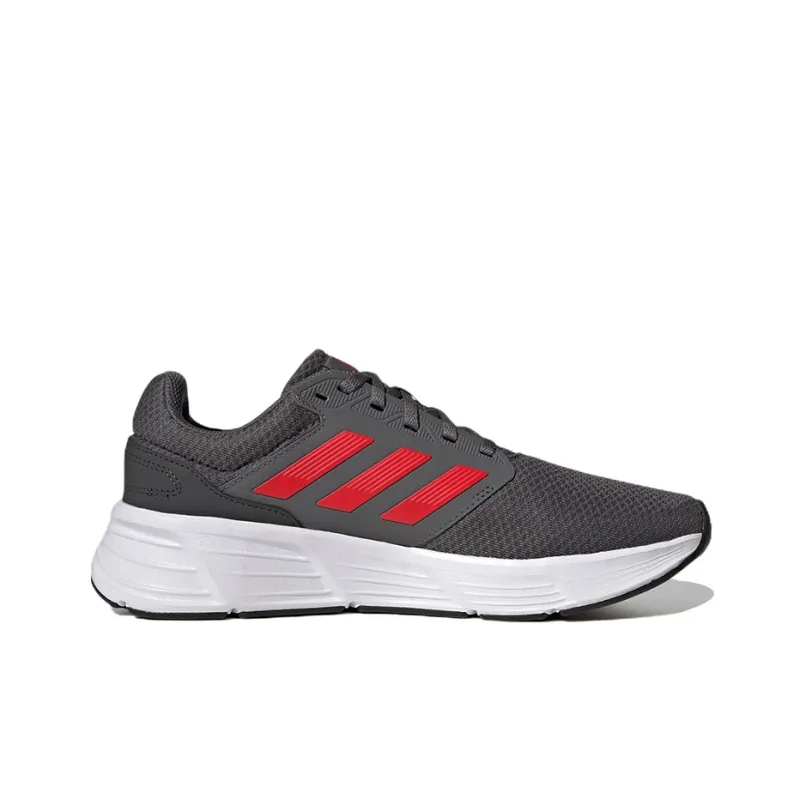 Adidas Galaxy 6 Cushioned Anti-Slip Wear-Resistant Breathable Lightweight Low-Top Running Shoes Men's Gray Red-1