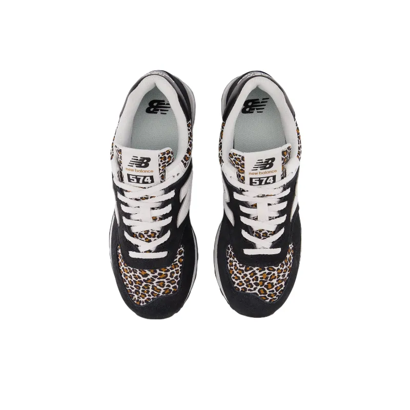 New Balance 574 Black Beige Leopard Print Women's-2