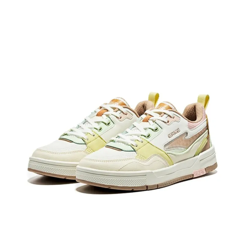 Erke Chao Yang Durable Breathable Low Top Skateboard Shoes Women's Microcrystalline White Candy-1