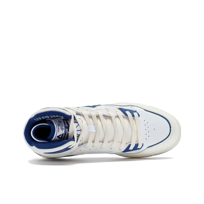 PEAK Taichi 910 OG Anti Slip Wear Resistant High Top Skateboard Shoes Men's White Blue-2