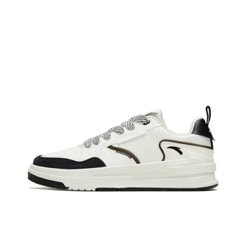 Anta Bump Wear Resistant Breathable Slip Resistant Low Top Skateboard Shoes White Black