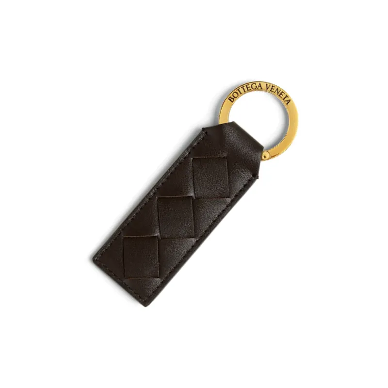 Bottega Veneta Calfskin Metal Keychains Women's Brown-1