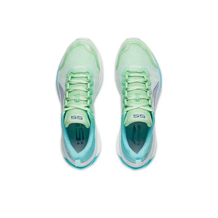 LiNing WuShi 5S 3.0 V2 Cushioned Slip Resistant Abrasion Resistant Low Top Long Distance Running Shoes Men's Green Blue-2