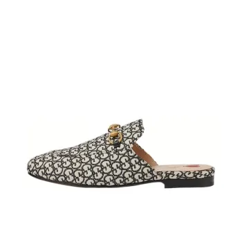 GUCCI Princetown Wrap-toe Slippers Women's Black White
