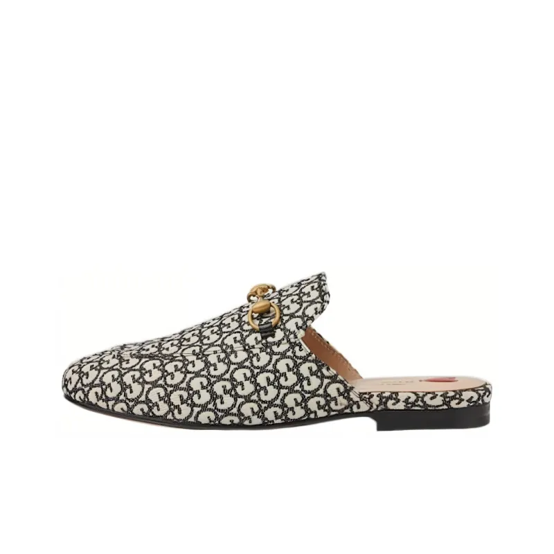 GUCCI Princetown Wrap-toe Slippers Women's Black White-0