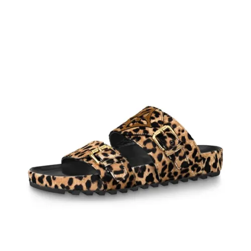 LOUIS VUITTON Bom Dia Slide Slippers Women's Leopard