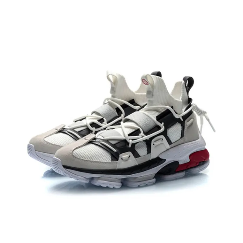 LiNing CF Non slip Lightweight Mid Top Casual Shoes Unisex Gray White-2