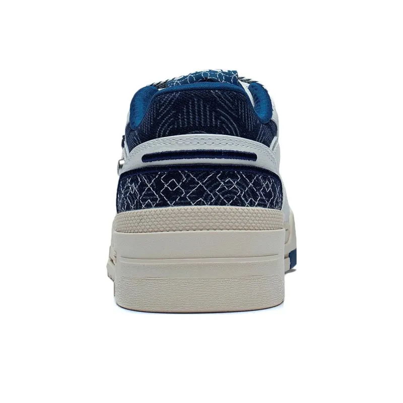 LiNing 001 BTC Prm Abrasion Resistant Breathable Low Top Skateboard Shoes Men's White Blue-5