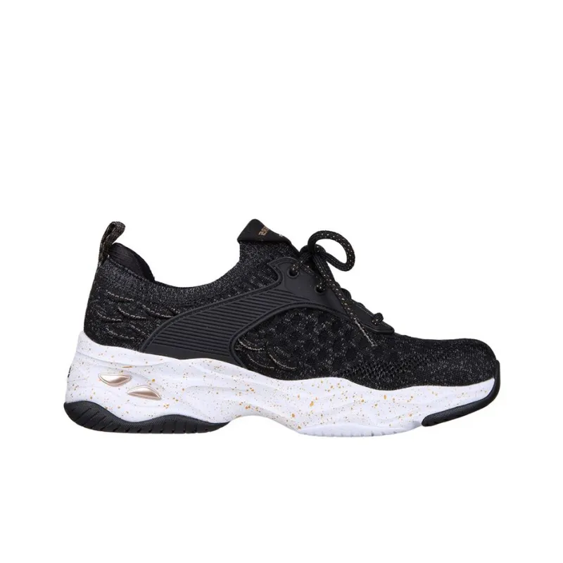 Skechers D'LITES 4.0 Cushioning Anti-Slip And Wear-Resistant Low-Top Casual Shoes Women's Black Gold-1