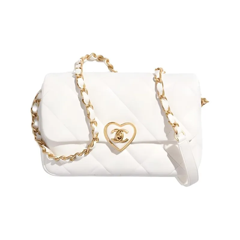 CHANEL Lambskin Flap Bag, Shoulder Bag, Crossbody Bag Trumpets Women's White-0