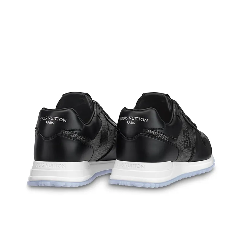 LOUIS VUITTON Run Away Sneakers 'Black With White Plaid'-3